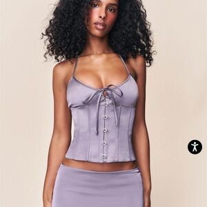 Danielle Guizio Lilac Corset Tank Top